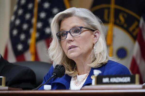 FILE - Vice Chair Liz Cheney, R-Wyo., speaks as the House select committee investigating the Jan. 6 attack on the U.S. Capitol, holds a hearing on Capitol Hill in Washington, Oct. 13, 2022. (AP Photo/J. Scott Applewhite, File)