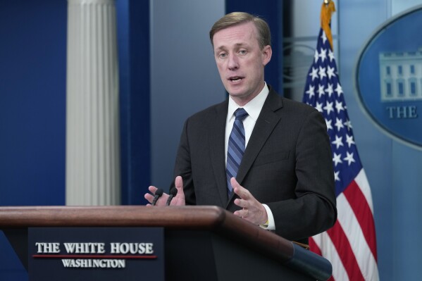 FILE - White House national security adviser Jake Sullivan speaks during the daily briefing at the White House in Washington, Friday, Sept. 15, 2023. Sullivan met in Malta over the past two days with Chinese Foreign Minister Wang Yi, the Maltese government said Sunday, Sept. 17, in a statement. (AP Photo/Susan Walsh, File)