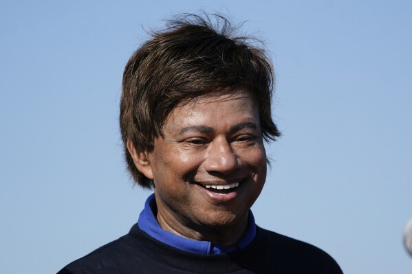 Rep. Shri Thanedar, D-Mich., speaks at the Labor Day parade in Detroit, Sept. 4, 2023. (AP Photo/Paul Sancya, File)