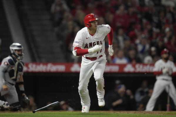 Los Angeles Angels left fielder Taylor Ward celebrates with Los