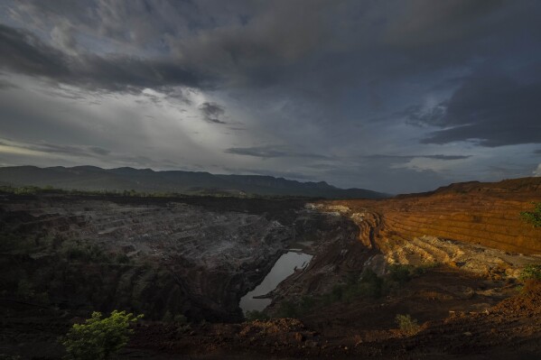 A chromium mine is visible near Kaliapani village in Jajpur district, Odisha, India on Wednesday, July 5, 2023. Chromium, used mostly as a coating to stop rust in steel and car parts, has been deemed necessary for India's transition to cleaner energy. (AP Photo/Anupam Nath)