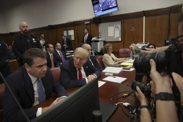 NEW YORK, NY - MAY 28, 2024: Former US President Donald Trump sits in court as he stands trial for allegedly concealing hush payment payments, in Manhattan Criminal Court on May 28, 2024 in New York City. Donald Trump arrives for closing arguments in the hush payment trial before a jury decides whether he should become the first former president and current White House candidate in history to be convicted of a criminal offense. (Photo by Spencer Pratt/Getty Images)