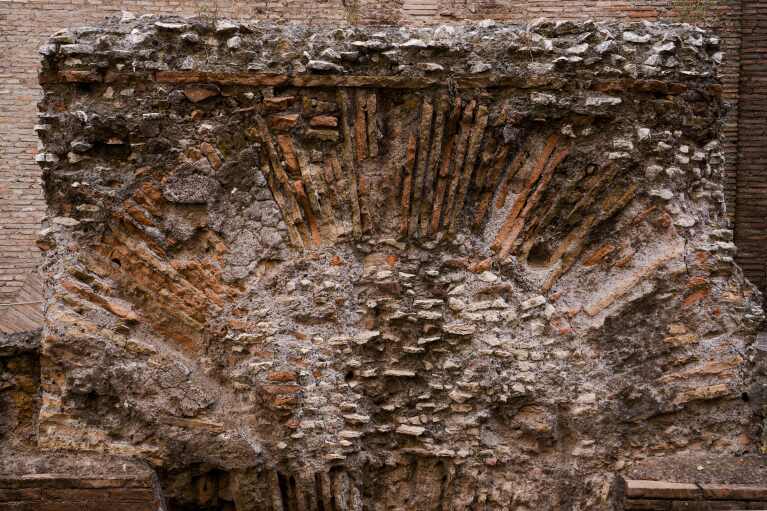 An ancient structure in Rome's Pantheon is seen Monday, July 24, 2023. (AP Photo/Domenico Stinellis)