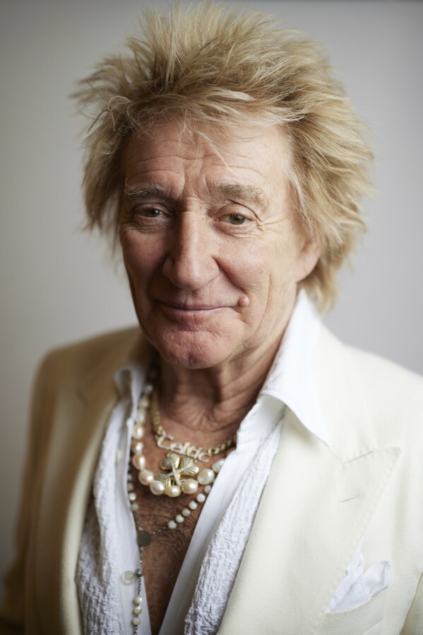Rod Stewart poses for a portrait on Tuesday, Feb. 7, 2024, in New York. (Photo by Matt Licari/Invision/AP)