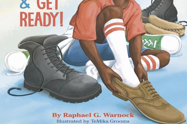 This cover image released by Philomel shows "Put Your Shoes On & Get Ready" by Raphael G. Warnock. The Georgia senator will have a children’s book out this fall, a picture story based on his being one of 12 siblings. Philomel Books, an imprint of Penguin Young Readers, announced Thursday that Warnock’s “Put On Your Shoes and Get Ready!” will be published Nov. 15. (Philomel via AP)