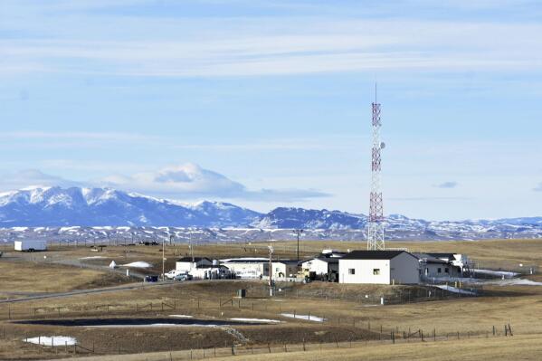 A U.S. Air Force installation surrounded by farmland in central Montana is seen on Feb. 7, 2023, near Harlowton, Mont. Lawmakers in at least 11 statehouses and Congress are weighing further restrictions on foreign ownership of U.S. farmland. (AP Photo/Matthew Brown)