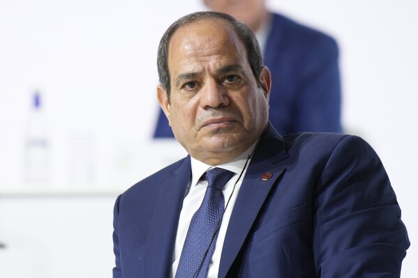 FILE - Egyptian President Abdel Fattah el-Sissi attends the closing session of the New Global Financial Pact Summit, Friday, June 23, 2023 in Paris. Nine senior Senate Democrats and independent Sen. Bernie Sanders urged the Biden administration Friday, July 28, to withhold part of the United States' more than $1 billion in annual military aid to Egypt for a third consecutive year, calling it important to keep up the pressure on President Abdel-Fattah el-Sissi on human rights abuses. (AP Photo/Lewis Joly, Pool, File)