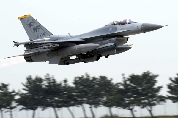 FILE - A U.S. Air Force's F-16 fighter takes off during an annual joint air exercise 