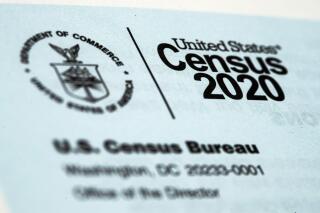 FILE - This March 19, 2020, file photo, shows a 2020 census letter mailed to a U.S. resident. Alabama on Wednesday became the second state to challenge the U.S. Census Bureau's decision to delay by six months the release of data used for redrawing congressional and legislative districts, as it took aim at the accuracy of a privacy protection system that it alleged is holding up the process.(AP Photo/Matt Rourke, File)