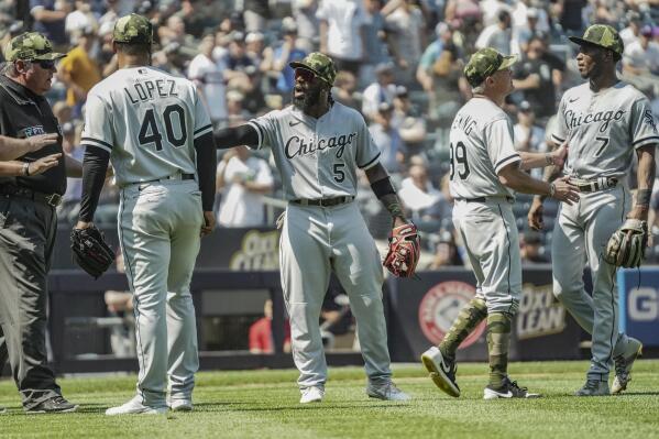 Chicago White Sox shortstop Tim Anderson looks on during a Major