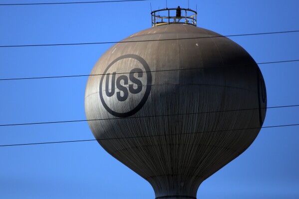 FILE - A water tower at United States Steel Corp.'s Edgar Thomson Plant in Braddock, Pa., is seen, Thursday, May 7, 2020. On Sunday, Aug. 13, 2023, U.S. Steel said that it rejected a $7.3 billion buyout proposal from rival Cleveland Cliffs and was reviewing “strategic alternatives” after receiving several unsolicited offers. (AP Photo/Gene J. Puskar, File)
