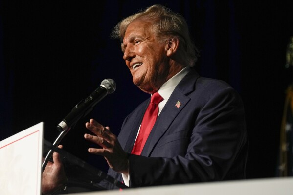 Republican presidential candidate former President Donald Trump speaks Wednesday, Oct. 11, 2023, at Palm Beach County Convention Center in West Palm Beach, Fla. (AP Photo/Rebecca Blackwell)