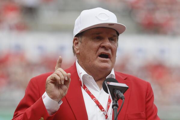 Former Philadelphia Phillies player Pete Rose during an alumni day event  before a baseball game between the Phillies and the Washington Nationals,  Sunday, Aug. 7, 2022, in Philadelphia. (AP Photo/Matt Rourke Stock