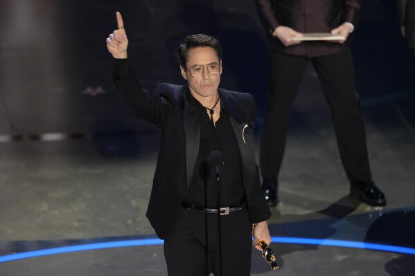 Robert Downey Jr. wins best supporting actor Oscar for 'Oppenheimer' | AP News