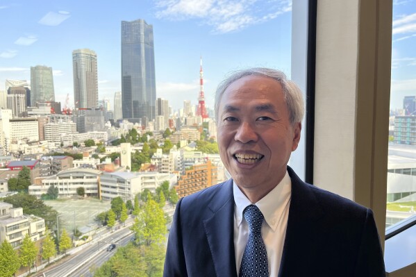 Mori Building Co. CEO Shingo Tsuji poses for a photo during an interview with The Associated Press in a room of the office space in Roppongi Hills, one of Mori’s major projects, in Tokyo, Wednesday, Sept. 27, 2023. (AP Photo/Yuri Kageyama)