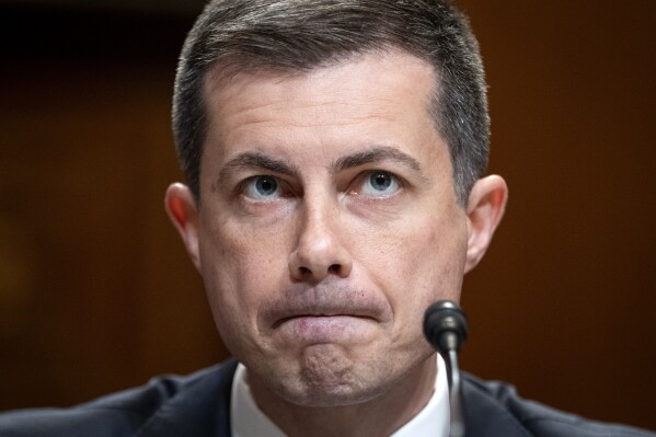 Transportation Secretary Pete Buttigieg testifies to a Senate Appropriations Subcommittee on Transportation, Housing and Urban Development, and Related Agencies Committee hearing, May 2, 2024, on Capitol Hill in Washington. (AP Photo/Jacquelyn Martin, File)
