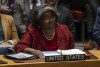 US Ambassador to the UN Linda Thomas-Greenfield speaks during the Security Council meeting at United Nations headquarters, Friday, Dec. 22, 2023. After many delays, the U.N. Security Council adopted a watered-down resolution Friday calling for immediately speeding up aid deliveries to desperate civilians in Gaza but without the original call for an “urgent suspension of hostilities” between Israel and Hamas. (AP Photo/Yuki Iwamura)