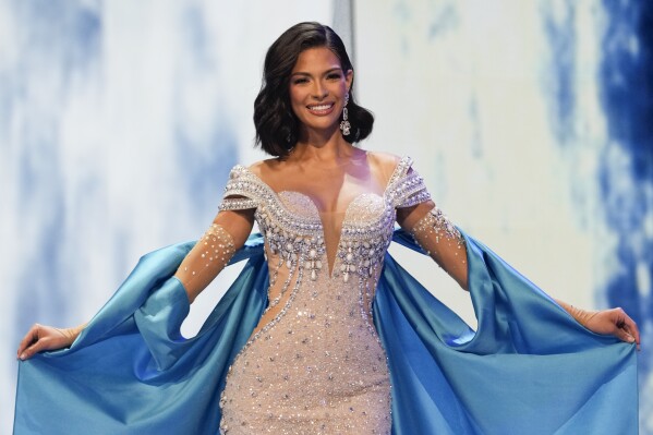 Miss Nicaragua Sheynnis Palacios participates in the evening gown category during the 72nd Miss Universe Beauty Pageant in San Salvador, El Salvador, Saturday, Nov. 18, 2023. The 23-year-old communicologist went on to win the competition, the first to wear the crown from her country. (AP Photo/Moises Castillo)