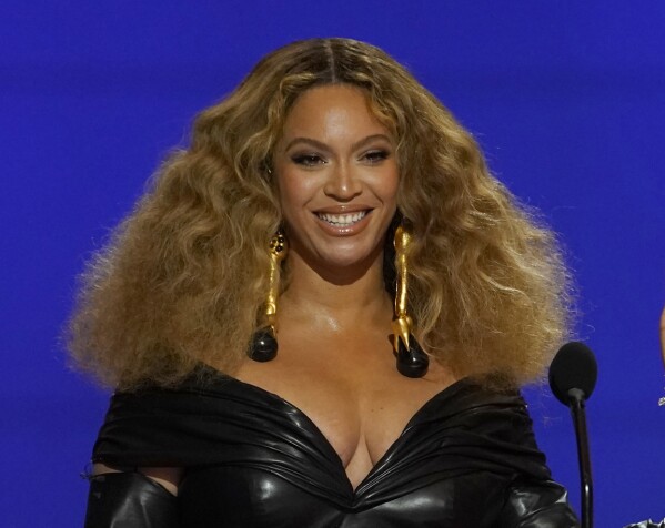 FILE - Beyonce appears at the 63rd annual Grammy Awards in Los Angeles on March 14, 2021. Beyoncé releases a concert film this week titled "Renaissance: A Film by Beyoncé ." (AP Photo/Chris Pizzello, File)