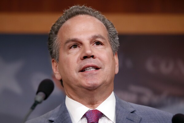 FILE — Rep. David Cicilline, D-R.I., speaks about President Donald Trump's first 100 days, during a media availability on Capitol Hill, Tuesday, April 25, 2017 in Washington. A crowded field of candidates will be on the ballot in Rhode Island on Tuesday with an eye on replacing former U.S. Rep. David Cicilline, the seven-term Democrat who resigned in May to run a nonprofit foundation (AP Photo/Alex Brandon, File)