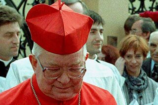 FILE - In this Sunday, May 25 1997 file photo, Wroclaw Metropolitan Cardinal, Henryk Gulbinowicz, in Wroclaw, Poland. Henryk Gulbinowicz, a prominent Polish cardinal, died Monday Nov. 16, 2020, at the age of 97 only days after the Vatican imposed sanctions on him over accusations he had sexually abused a seminarian and allegedly covered up abuse in another case. (AP Photo/Adam Hawalej, file)
