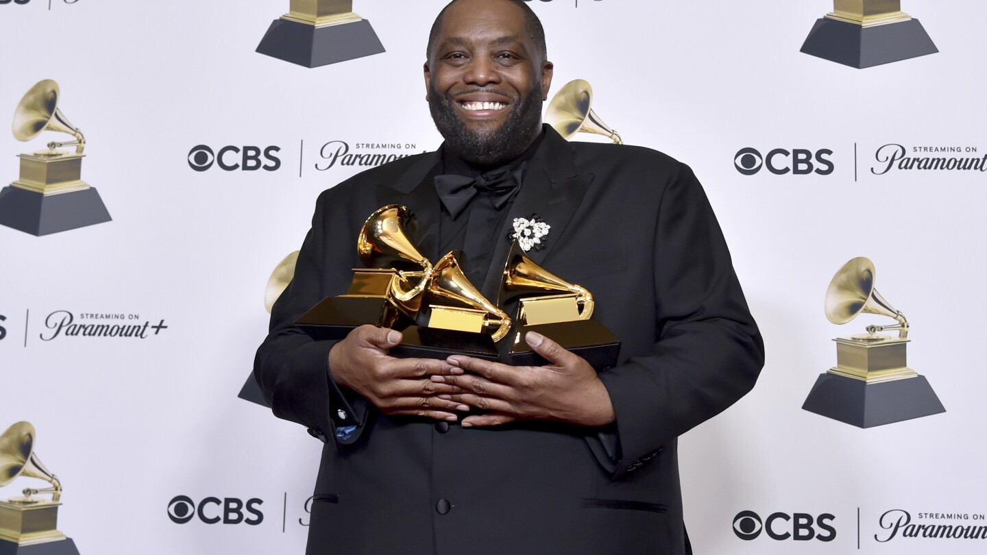 Image for article 2024 Grammys Killer Mike detained by police after winning 3 awards  The Associated Press