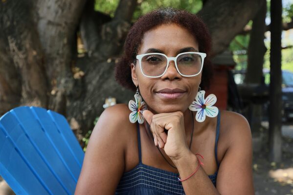 Colombian actress Marisol Castillo, a member of Murato Teatro, is pictured during a rehearsal break on May 17, 2025 in Tikuman, Mexico.