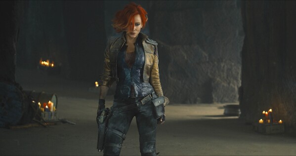 This image released by Lionsgate shows Cate Blanchett in a scene from "Borderlands." (Lionsgate via AP)