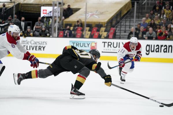 Montreal Canadiens' Shea Weber scores vs. Vegas Golden Knights in