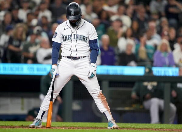 Seattle Mariners' George Kirby looks on during a baseball game against the  Baltimore Orioles, Saturday, Aug. 12, 2023, in Seattle. (AP Photo/Lindsey  Wasson Stock Photo - Alamy