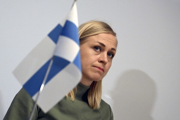 Finnish Foreign Minister Elina Valtonen attends a press conference near the Vaalimaa border checkpoint between Finland and Russia in Virolahti, Finland, Wednesday, May 22, 2024. As the war in Ukraine takes a turn in Russia’s favor, borders are being bolstered in the front-line Baltic nations of Estonia, Latvia and Lithuania, as well as in Finland and Poland. (Jussi Nukari/Lehtikuva via AP)