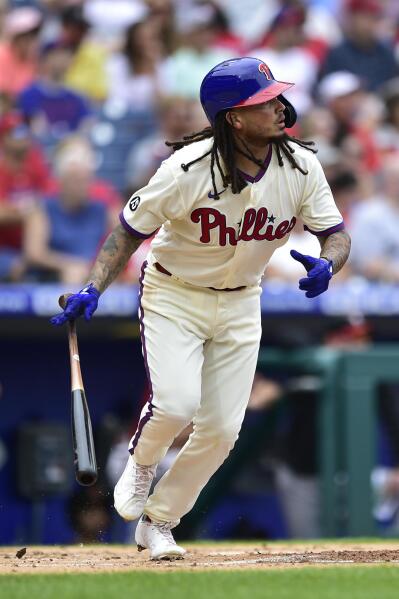 J. T. Realmuto #10 Philadelphia Phillies Cream Print Baseball Jersey