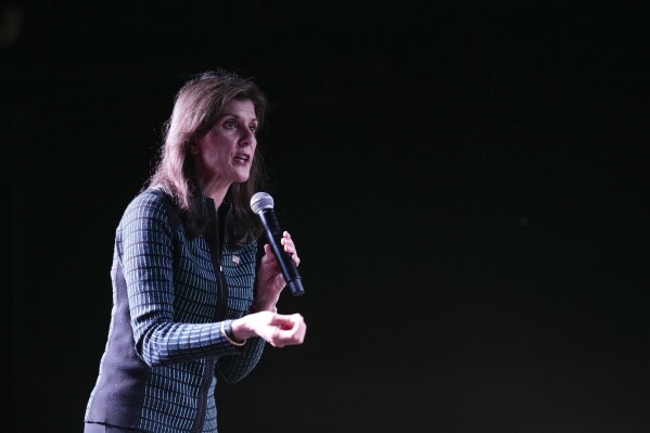 Republican presidential candidate former UN Ambassador Nikki Haley speaks at a campaign event in Spring, Texas, Monday, March 4, 2024. (AP Photo/David J. Phillip)