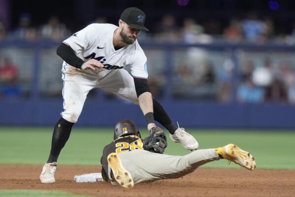 San Diego Padres' Matt Carpenter scores during the second inning