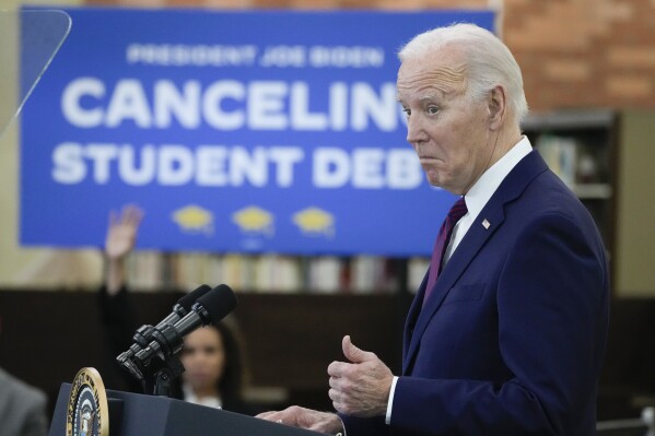 President Joe Biden speaks at Culver City Julian Dixon Library in Culver City, Calif., Wednesday, Feb. 21, 2024. (APPhoto/Manuel Balce Ceneta)