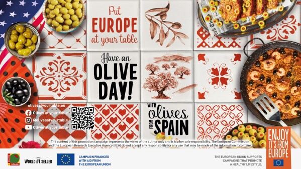Put Europe at your table. Have an olive day! Credit: Interaceituna / More information via ots and www.presseportal.de/en/nr/149561 / The use of this image for editorial purposes is permitted and free of charge provided that all conditions of use are complied with. Publication must include image credits.