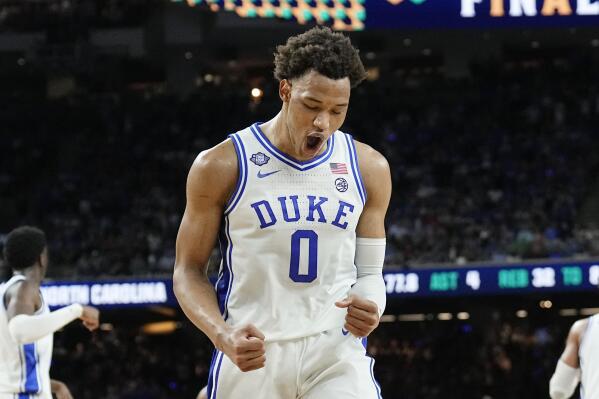Duke forward Wendell Moore Jr. celebrates after scoring against North Carolina during the second half of a college basketball game in the semifinal round of the Men's Final Four NCAA tournament, Saturday, April 2, 2022, in New Orleans. (AP Photo/Brynn Anderson)