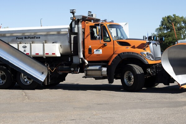This image provided by the Minnesota Department of Transportation shows Plowy McPlowFace in St. Paul, Minn. Snowplows are essential to enduring winter in Minnesota, so maybe it's not surprising that every year thousands of people vote on names for the giant machines 鈥� everything from Plowy McPlowFace to Darth Blader. The often-icy state began naming its 800 plows in 2020 and will announce winners of its 2023-2024 Name a Snowplow contest next week, adding eight selections to more than three dozen names that already grace trucks already rumbling down the state's roads. (Minnesota Department of Transportation via 番茄直播)