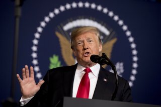 
              In this Dec. 7, 2018 photo, President Donald Trump speaks the 2018 Project Safe Neighborhoods National Conference in Kansas City, Mo.  Trump’s growing legal peril has unnerved Republicans who believe the turmoil has left the president increasingly vulnerable as he gears up for what is sure to be a nasty fight for re-election.  (AP Photo/Andrew Harnik)
            