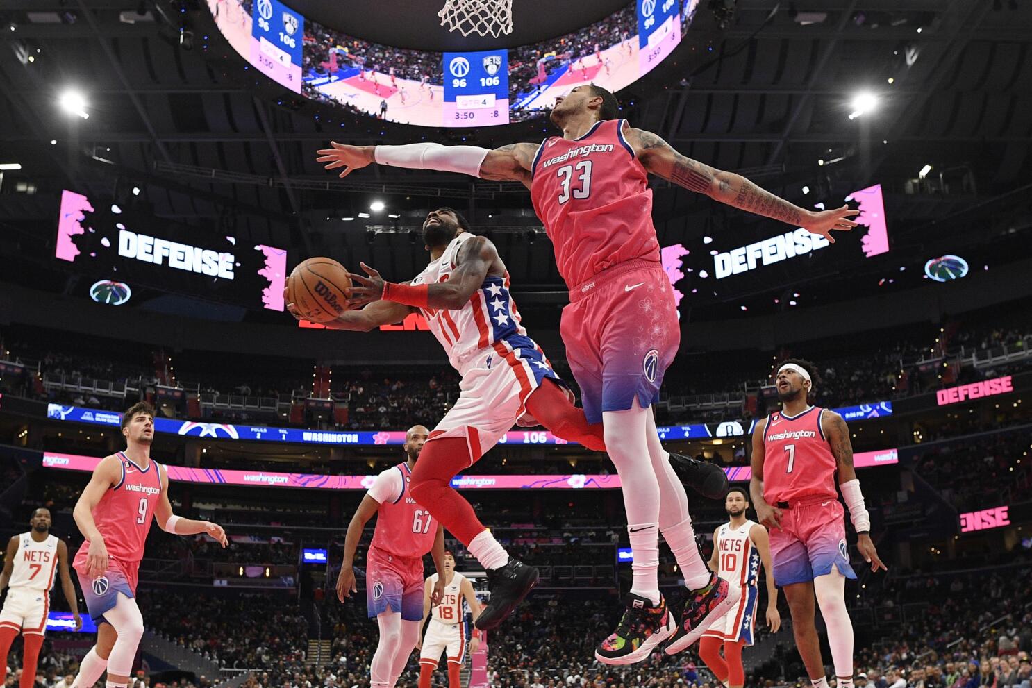 Durant, Irving lead well-rested Nets past Wizards 112-100
