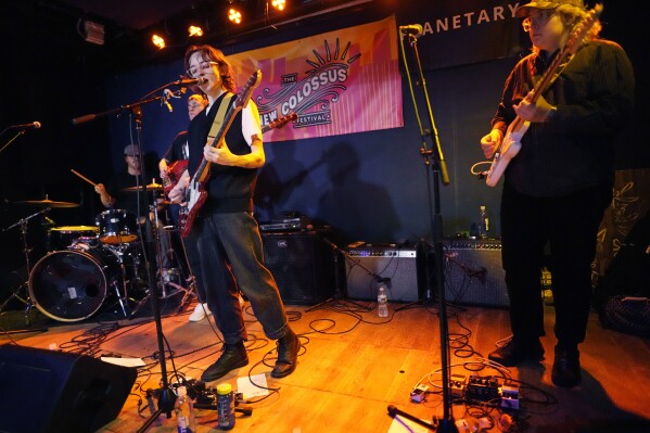 The band knitting perform during The New Colossus Festival on Friday, March 7, 2025, in New York. (Photo by Charles Sykes/Invision/AP)