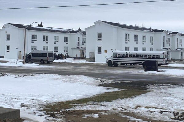 This image provided by Nathan Johnson shows military barracks in Goose Bay, Canada, on Monday, Dec. 11, 2023, where passengers aboard a Delta Air Lines flight from Amsterdam to Detroit spent the night after the plane was forced to land due to a mechanical issue. (Nathan Johnson via AP)