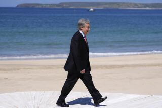 United Nations Secretary General Antonio Guterres arrives for the G7 meeting at the Carbis Bay Hotel in Carbis Bay, St. Ives, Cornwall, England, Saturday, June 12, 2021. Leaders of the G7 gather for a second day of meetings on Saturday, in which they will discuss COVID-19, climate, foreign policy and the economy. (AP Photo/Kirsty Wigglesworth, Pool)