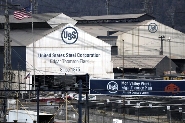 This is a portion of US Steel's Edgar Thomson Plant in Braddock, Pa., on Monday, Dec. 18, 2023. U.S. Steel, the Pittsburgh steel producer that played a key role in the nation's industrialization, is being acquired by Nippon Steel in an all-cash deal valued at approximately $14.1 billion. (AP Photo/Gene J. Puskar)