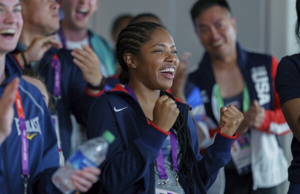 This image released by Amazon Content Services shows Ryan Destiny as Claressa Shields in a scene from "The Fire Inside." (Sabrina Lantos/Amazon Content Services via AP)
