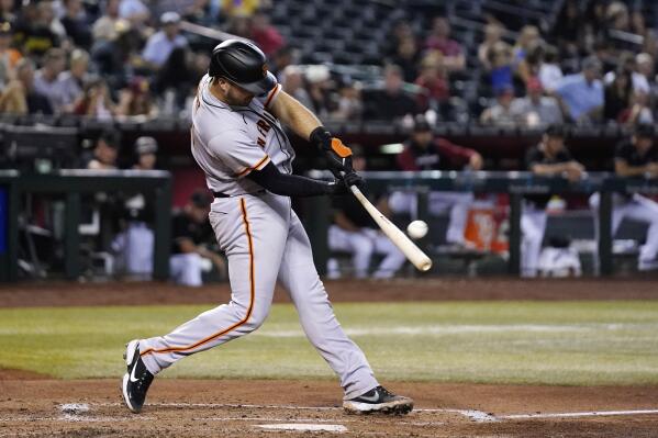 Yermin Mercedes (6) slides in for a double in the second inning as the San  Francisco Giants played the Arizona Diamondbacks at Oracle Park in San  Francisco on Tuesday, July 12, 2022. (