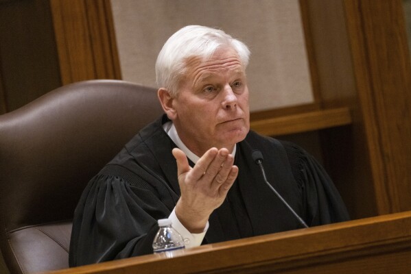 Minnesota Supreme Court Associate Justice Paul C. Thissen questions attorney Nicholas Nelson during oral arguments at the Minnesota Judicial Center in St. Paul, Minn., Thursday, Jan. 23, 2025. (Ben Hovland/Minnesota Public Radio via AP, Pool)