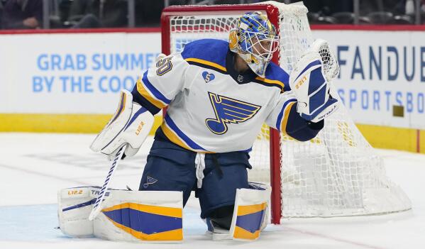 Jordan Binnington restrained from nearly starting goalie fight at end of  Blues vs. Avalanche