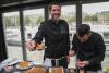 French three star Michelin chef Alexandre Mazzia of the restaurant "AM" in Marseille presents his herbaceous chickpea pomade dish during media conference of Sodexo Live a food and management service group in Paris, Tuesday, May 9, 2023. The company tasked with serving 40,000 meals a day at the Olympic Village unveiled Tuesday some of the items on the menu of a restaurant that plans to serve food prepared by some of France’s most-renowned chefs. (AP Photo/Michel Euler)