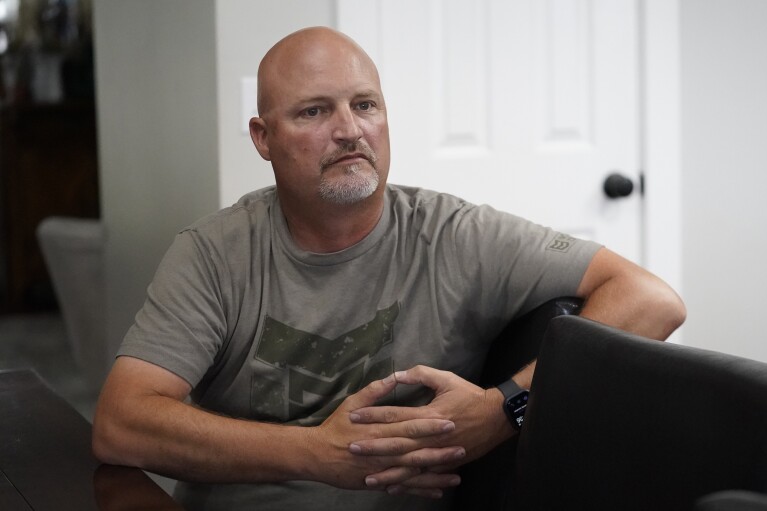 Darrell Fordham, of the Argyle Wilderness Preservation Alliance, discusses his worries about the proposed Uinta Basin Railway at his home Tuesday, July 18, 2023, in Lehi, Utah. (AP Photo/Rick Bowmer)